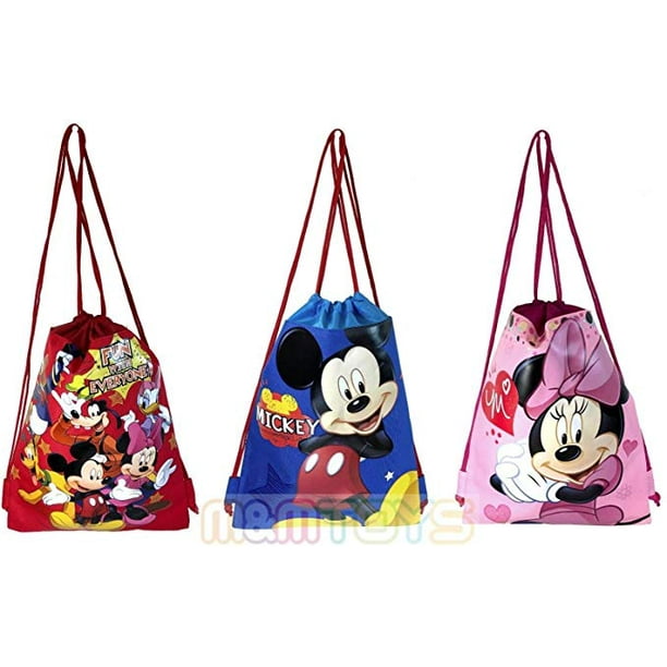 Disney Mickey Mouse and Friends Drawstring Backpacks 3 Pack 